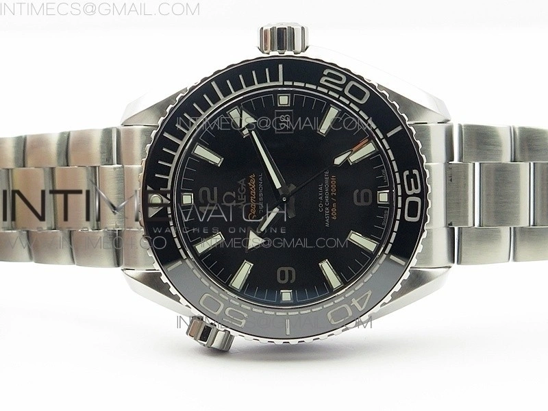 Planet Ocean 43.5mm SS VSF 1:1 Best Edition Black Ceramic Bezel and Dial on SS Bracelet A8900 Super Clone